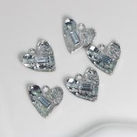 Colgantes de Aleación de Zinc en Forma de Corazón, chapado en color de platina, Joyería & Bricolaje & con diamantes de imitación, libre de níquel, plomo & cadmio, 18.70x18.30x3.80mm, Vendido por UD