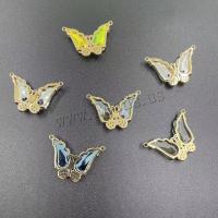 Conectores de Metal, con Cristal, Mariposa, chapado en oro KC, Bricolaje & micro arcilla de zirconia cúbica & facetas & 1/1 aro, más colores para la opción, libre de níquel, plomo & cadmio, Vendido por UD