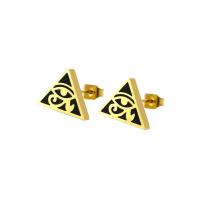 Titan stål örhänge, Triangle, 18K guldpläterad, mode smycken & Unisex, gyllene, 14.40x10.30mm, Säljs av PC