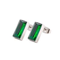 Tíotáiniam Cruach Earring, Cruach Tíotáiniam, le Crystal, Dronuilleog, jewelry faisin & unisex, 13x6.70mm, Díolta De réir Péire