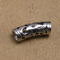 Perles tubes en alliage de zinc, Plaqué de couleur d'argent, Vintage & creux, protéger l'environnement, sans nickel, plomb et cadmium, 21x7mm, Trou:Environ 5mm, Vendu par PC