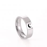 Bague en acier inoxydable, 201 acier inoxydable, Lune et Etoile, motif laser & unisexe & normes différentes pour le choix, plus de couleurs à choisir, Vendu par PC