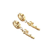 Boucle d'oreille goutte inox, Acier inoxydable 304, bijoux de mode, doré, 40x9mm, Vendu par paire