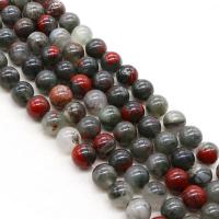 Blandet Gemstone perler, Chicken-Blood Stone, Runde, du kan DIY & forskellig størrelse for valg, Solgt Per Ca. 15 inch Strand