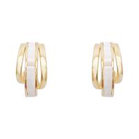 Zinc Alloy Stud Earring, met White Shell, gold plated, mode sieraden & voor vrouw, 21x10mm, Verkocht door pair