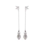 Boucles d'oreilles Quartz naturel, quartz clair, avec laiton, bijoux de mode & pour femme, 83x10mm, Vendu par paire