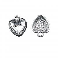 Zinc Alloy Heart Pendants antique silver color plated vintage & DIY nickel lead & cadmium free Approx Sold By Bag