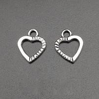 Pendentifs coeur en alliage de zinc, Plaqué de couleur d'argent, Vintage & DIY & creux, protéger l'environnement, sans nickel, plomb et cadmium, 15x12mm, Environ 100PC/sac, Vendu par sac