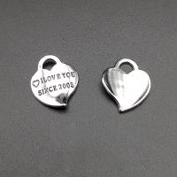 Colgantes de Aleación de Zinc en Forma de Corazón, chapado en color de plata antigua, Vintage & Bricolaje, libre de níquel, plomo & cadmio, 16x13mm, aproximado 100PCs/Bolsa, Vendido por Bolsa