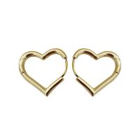 Messing Hoop Earring, Heart, forgyldt, for kvinde, flere farver til valg, nikkel, bly & cadmium fri, 16x15mm, Solgt af par