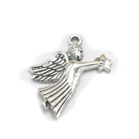 Character Shaped Zinc Alloy Pendants, liga de zinco, Anjo, banho de cor prata antiga, joias de moda & DIY, níquel, chumbo e cádmio livre, 26x20x3mm, vendido por PC