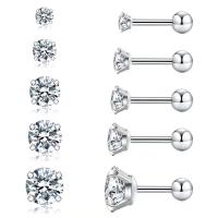 Stainless Steel Stud Øreringe, 316L Stainless Steel, forgyldt, Unisex & forskellig størrelse for valg & Micro Pave cubic zirconia, flere farver til valg, Solgt af PC