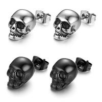 Stainless Steel Stud Øreringe, 304 rustfrit stål, Skull, mode smykker & Unisex, flere farver til valg, 11x8mm, Solgt af PC