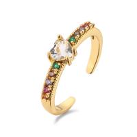 cobre Cuff Ring Finger, banhado a ouro 18k, ajustável & Vario tipos a sua escolha & micro pavimento em zircônia cúbica & para mulher, tamanho:6.5-9, vendido por PC