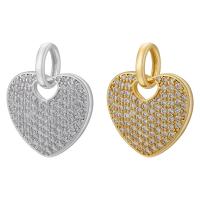 Messing hjerte Vedhæng, Heart, forgyldt, du kan DIY & Micro Pave cubic zirconia, flere farver til valg, 20x24mm, Hole:Ca. 5mm, Solgt af PC