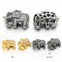 Messing spacer perler, Elephant, forgyldt, du kan DIY & Micro Pave cubic zirconia & hule, flere farver til valg, 15x12mm, Hole:Ca. 1.5mm, Solgt af PC