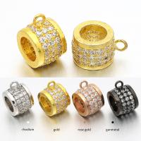 Messing spacer perler, forgyldt, du kan DIY & Micro Pave cubic zirconia, flere farver til valg, 12x7mm, Hole:Ca. 5.5mm, Solgt af PC