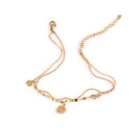 Fashion Jewelry Anklet, Acier titane, Double couche & bijoux de mode & pour femme, doré, Longueur Environ 10.63 pouce, Vendu par PC