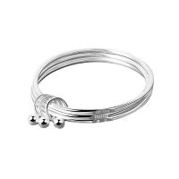 Pulseras de latón, metal, chapado en color de plata, Joyería & diverso tamaño para la opción & para mujer, libre de níquel, plomo & cadmio, Vendido por UD