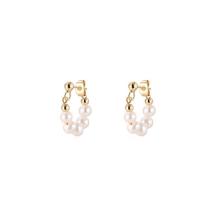 Brass Stud Earring with Plastic Pearl plated fashion jewelry & for woman nickel lead & cadmium free Sold By Pair