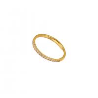 Anillo de dedo acero inoxidable del Rhinestone, acero inoxidable 316L, 18K chapado en oro, Joyería & diverso tamaño para la opción & para mujer & con diamantes de imitación, dorado, Vendido por UD