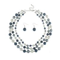 Zinklegering Sieraden Sets, oorbel & halsketting, Zinc Alloy, met Plastic Pearl, met 2.9inch extender keten, 2 stuks & mode sieraden & voor vrouw, meer kleuren voor de keuze, nikkel, lood en cadmium vrij, 35x15mm, Lengte Ca 16.1 inch, Verkocht door Stel