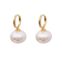 Brass Leverback Earring with Plastic Pearl gold color plated fashion jewelry & for woman nickel lead & cadmium free Sold By Pair