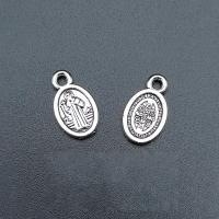 Zinc Alloy Flat Oval Pendants antique silver color plated vintage & DIY nickel lead & cadmium free Approx Sold By Bag