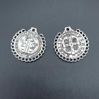 Zinc Alloy Flat Round Pendants antique silver color plated vintage & DIY nickel lead & cadmium free Approx Sold By Bag