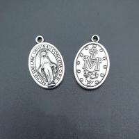 Zinc Alloy Flat Oval Pendants antique silver color plated vintage & DIY nickel lead & cadmium free Approx Sold By Bag