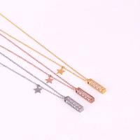 Collier d'acier titane, avec zircon cubique, avec 5cm chaînes de rallonge, rectangle, pour femme, plus de couleurs à choisir, Longueur Environ 40 cm, Vendu par PC