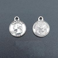 Zinc Alloy Flat Round Pendants antique silver color plated vintage & DIY nickel lead & cadmium free Approx Sold By Bag