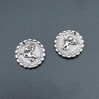 Zinc Alloy Flat Round Pendants antique silver color plated vintage & DIY nickel lead & cadmium free Approx Sold By Bag