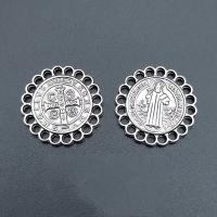 Zinc Alloy Flat Round Pendants antique silver color plated vintage & DIY nickel lead & cadmium free Approx Sold By Bag