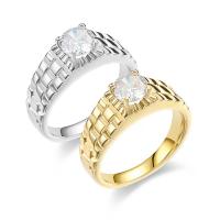 Couple Finger Rings Titanium Steel Unisex & micro pave cubic zirconia Sold By PC