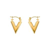 Titanium Staal Earring, Letter V, plated, mode sieraden & voor vrouw, meer kleuren voor de keuze, 33x27mm, Verkocht door pair