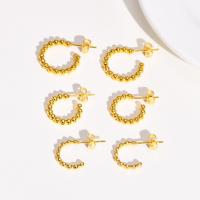 Stainless Steel Stud Earrings 304 Stainless Steel Vacuum Ion Plating fashion jewelry & for woman golden Sold By Pair