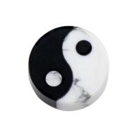 Décoration de mode , Pierre naturelle, Rond, durable, blanc et noir, 25x8mm, Vendu par PC