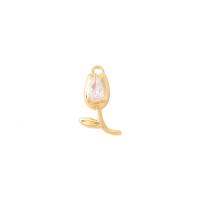 Cubic Zirconia Micro Pave bronze Pingente, cobre, Rose, cromado de cor dourada, DIY & micro pavimento em zircônia cúbica, 17x9mm, vendido por PC