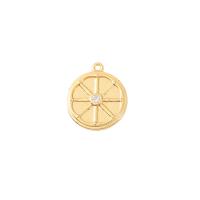 Cubic Zirconia Micro Pave Brass Pendant Flat Round gold color plated DIY & micro pave cubic zirconia Sold By PC