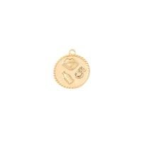 Brass Jewelry Pendants Flat Round gold color plated DIY Sold By PC