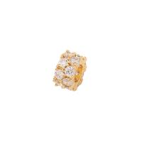 Cubic Zirconia grânulos de latão Micro Pave, cobre, Roda, cromado de cor dourada, DIY & micro pavimento em zircônia cúbica, 9x5mm, vendido por PC