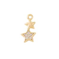 Kubik Zirkonium mikro bana Mässing hängande, Star, guldfärg pläterade, DIY & micro bana cubic zirconia, 12x6mm, Säljs av PC