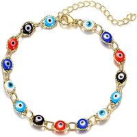 Brass Bracelet with 2inch extender chain Evil Eye plated fashion jewelry & for woman & enamel Length Approx 6.3 Inch Sold By PC