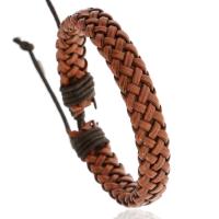 PU leder koord armbanden, met Wax, handgemaakt, Verstelbare & mode sieraden & uniseks, meer kleuren voor de keuze, 10mm, Lengte 17-18 cm, Verkocht door PC