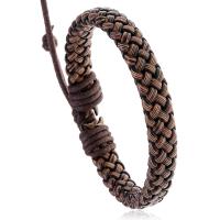 PU Schnur Armbänder, PU Leder, mit Wachsschnur, handgemacht, Einstellbar & Modeschmuck & unisex & verschiedene Stile für Wahl, braun, Länge 17-18 cm, verkauft von PC