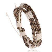 PU Leather Cord Bracelets with Linen handmade Adjustable & fashion jewelry & Unisex 15mm Length 17-18 cm Sold By PC