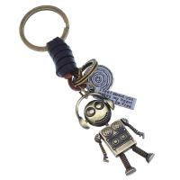 Zinklegering sleutelhanger haak, Zinc Alloy, met Koeienhuid, Robot, handgemaakt, mode sieraden & uniseks, twee verschillende gekleurde, 120mm, Verkocht door PC