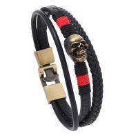 PU cavo bracciali, with lega in zinco, placcato, tre strati & gioielli di moda & unisex, nero, 18mm, Lunghezza 20.5 cm, Venduto da PC