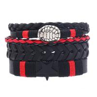 PU Cord Armband, med Vax & Zink Alloy, handgjord, tre stycken & mode smycken & Unisex, två olikfärgade, 79x97mm, Säljs av PC